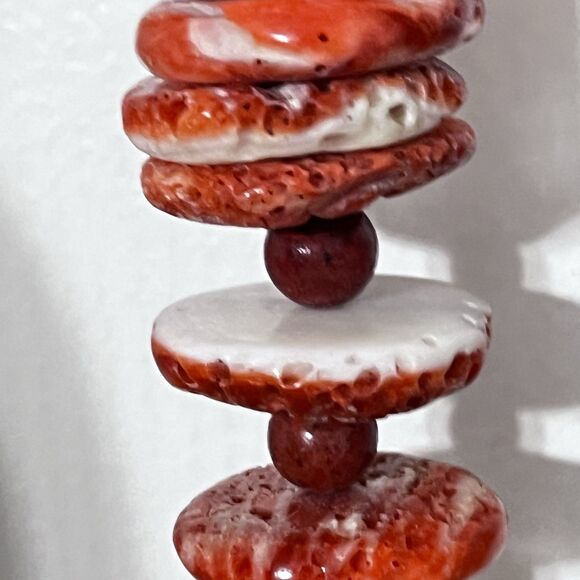 Navajo Spiny Oyster Necklace w Chunky Red Orange Beads Silver Plated Toggle EUC - Picture 7 of 13